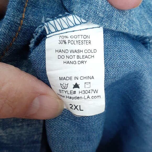 Hayden Womens Chambray Denim Dress 2XL Boho Tassels Festival 36 - Picture 6 of 6